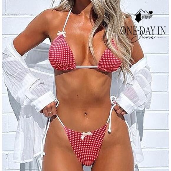 Adisputent Adjustable Triangle Tie Side Bikini Swimsuit Size S - Picture 1 of 6